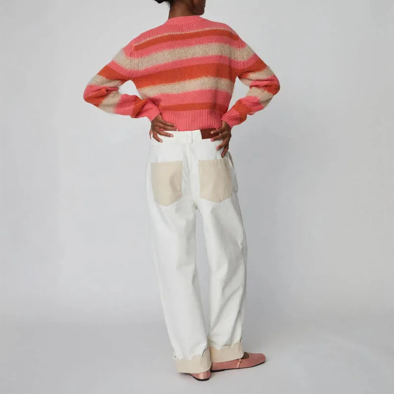 STELLA NOVA Two-Toned Cotton Pants in Denim Moon Wash