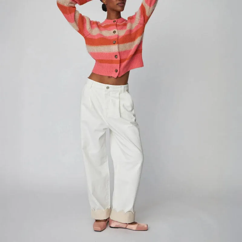 STELLA NOVA Two-Toned Cotton Pants in Denim Moon Wash