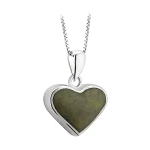 Sterling Silver Connemara Marble Heart Pendant with Chain - S46614
