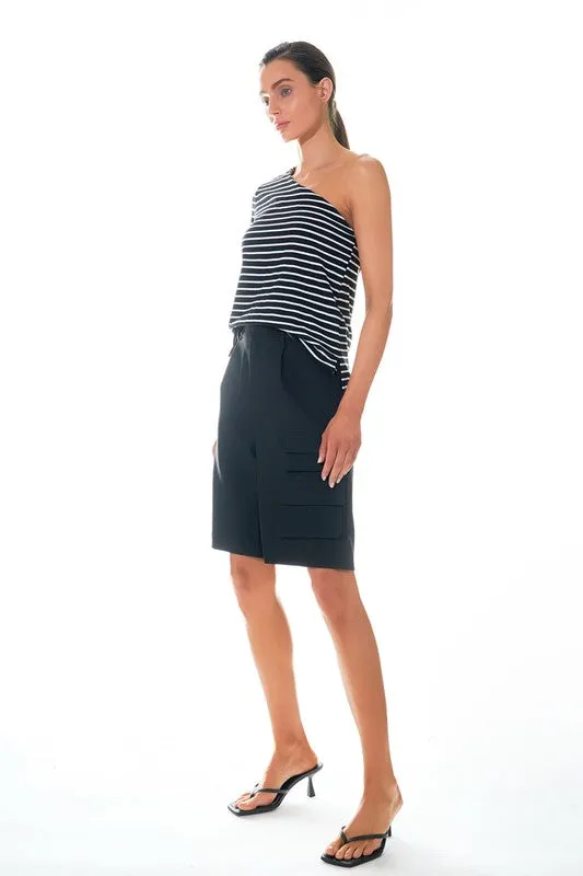 Stripe One Shoulder Top