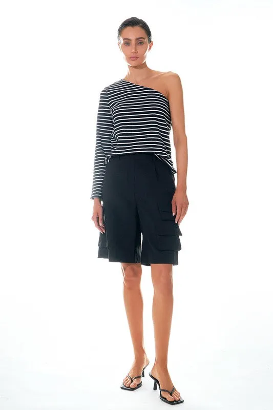 Stripe One Shoulder Top