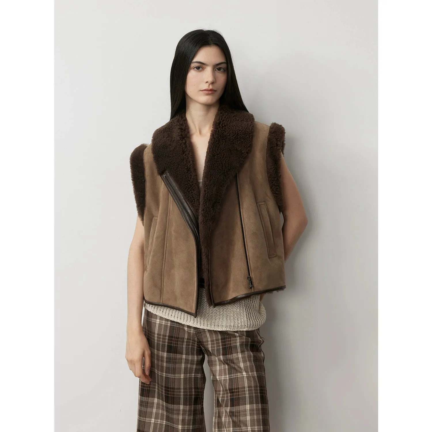Suede Shearling Vest