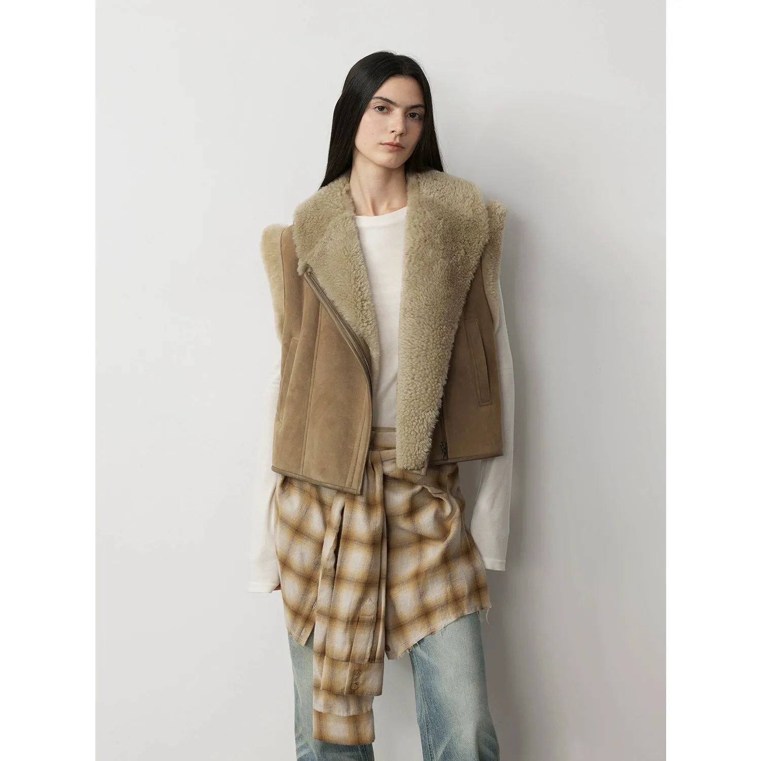 Suede Shearling Vest