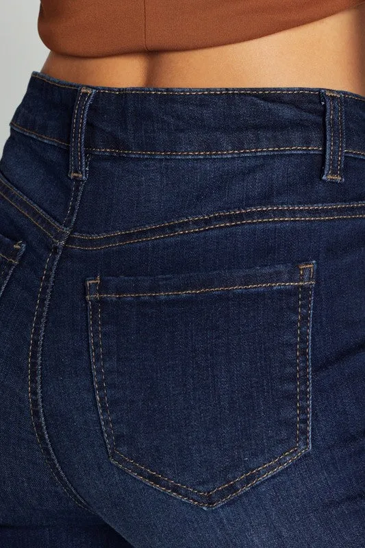 Super High rise 1 button basic 5 pocket Flare