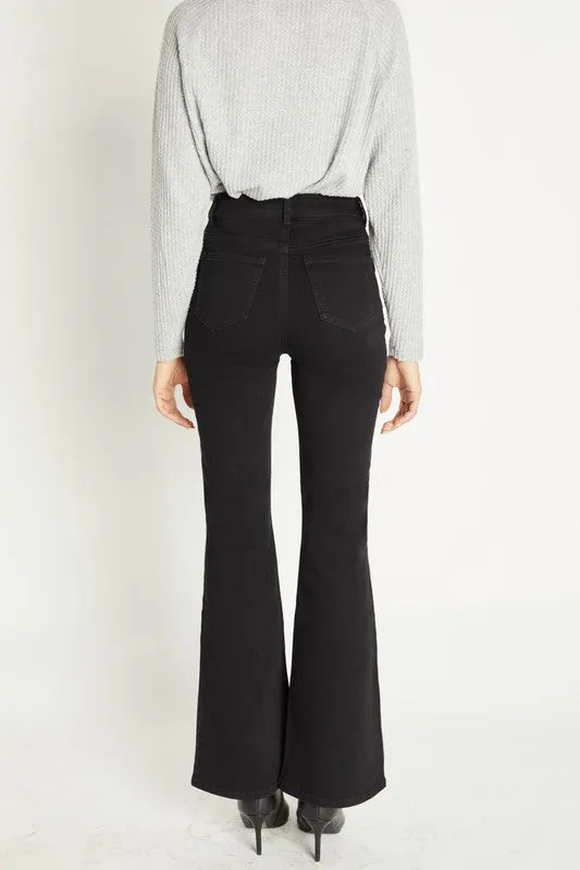 Super High rise 1 button basic 5 pocket Flare