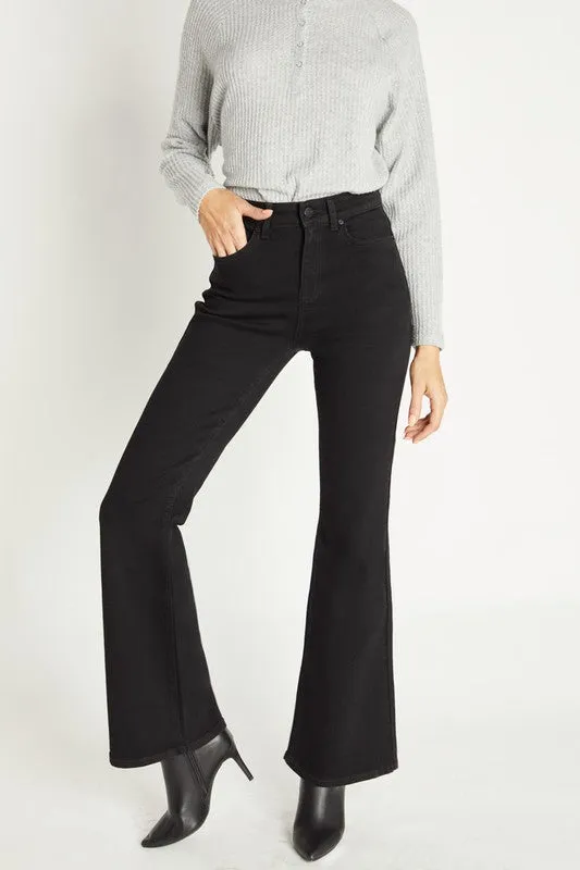 Super High rise 1 button basic 5 pocket Flare