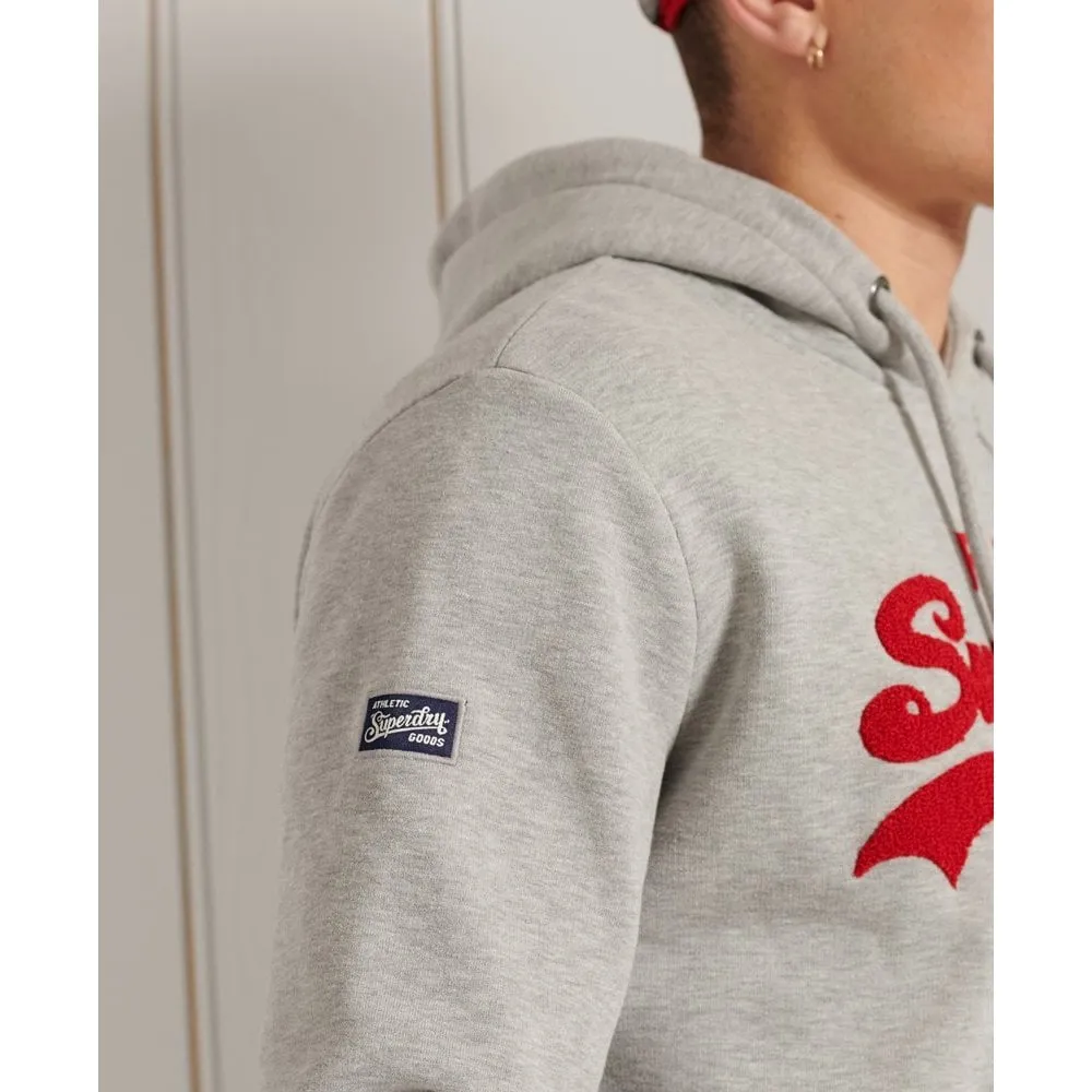 Superdry Vintage Label Chenille Ub Hood Grey Marl