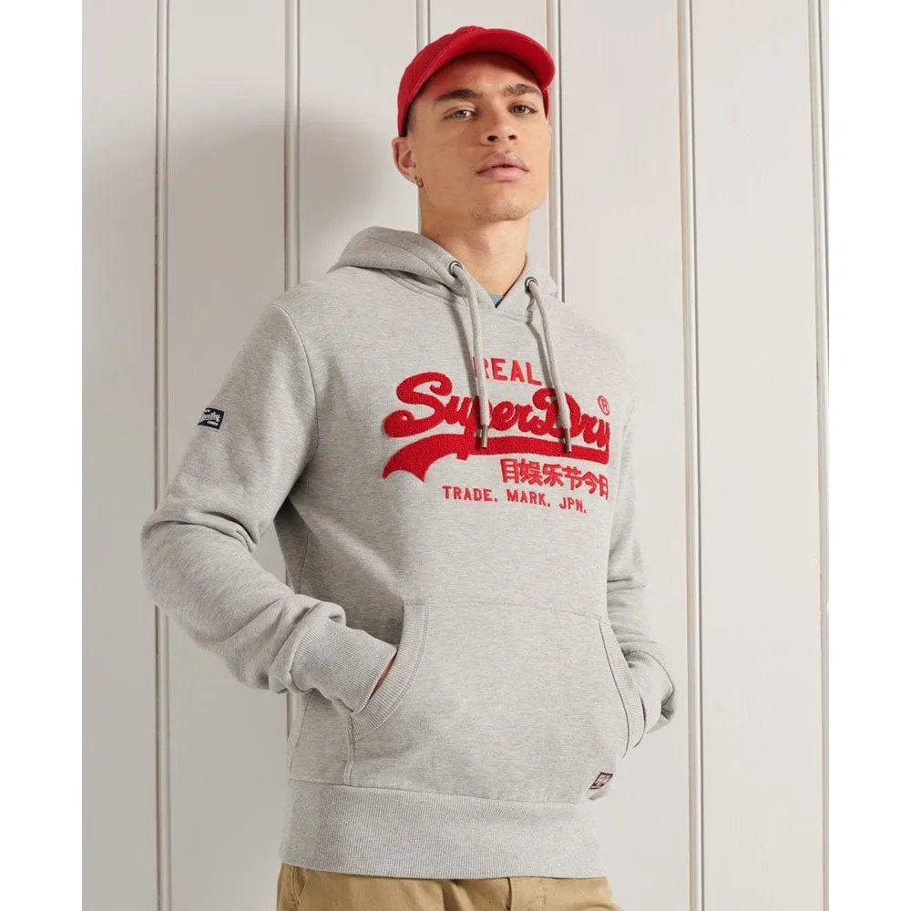 Superdry Vintage Label Chenille Ub Hood Grey Marl