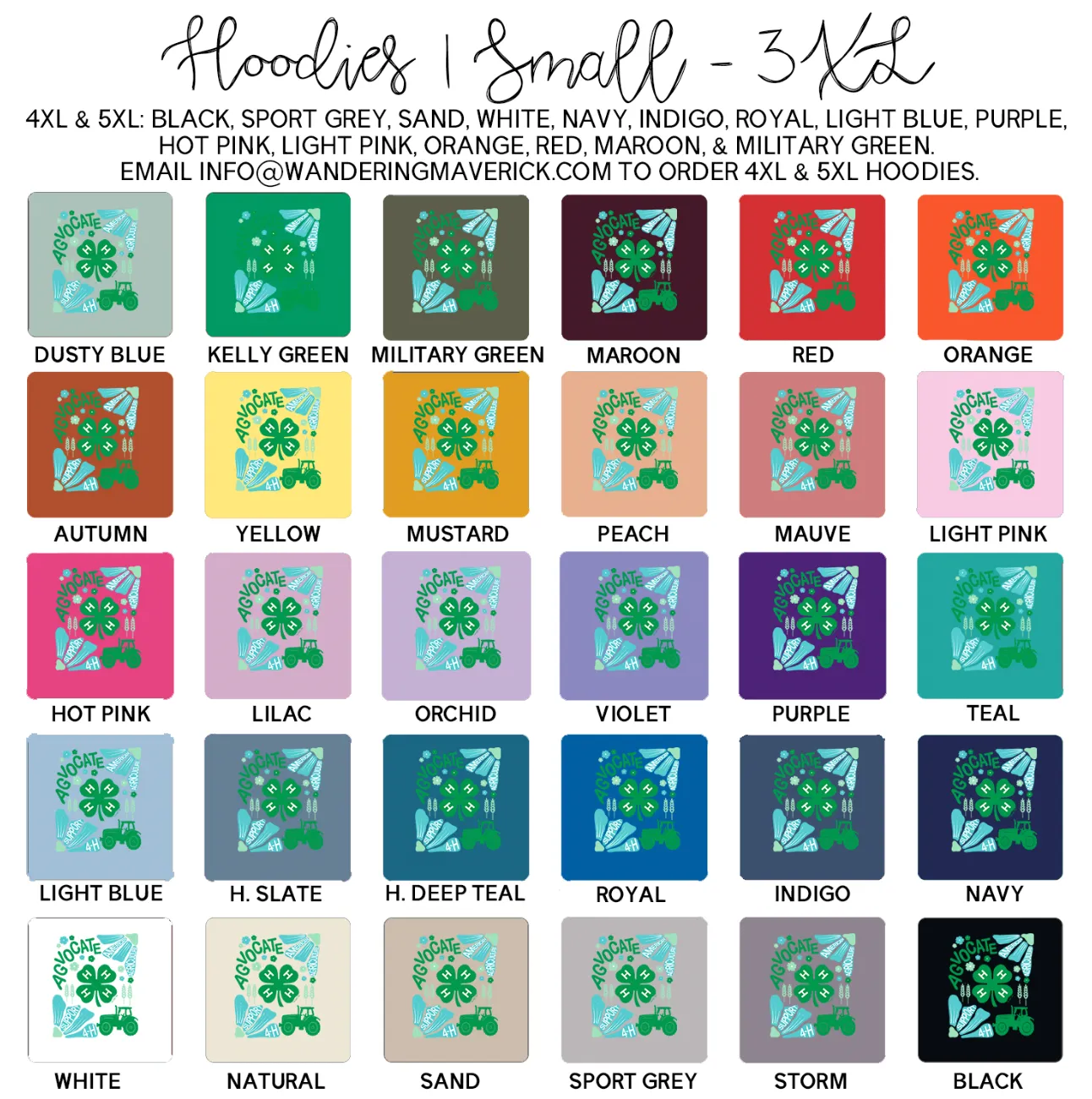 Support 4-H Floral Green Hoodie (S-3XL) Unisex - Multiple Colors!