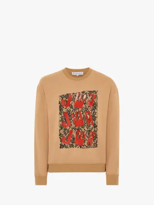 SWEATSHIRT WITH PRINTED LACE FRONTPANEL
