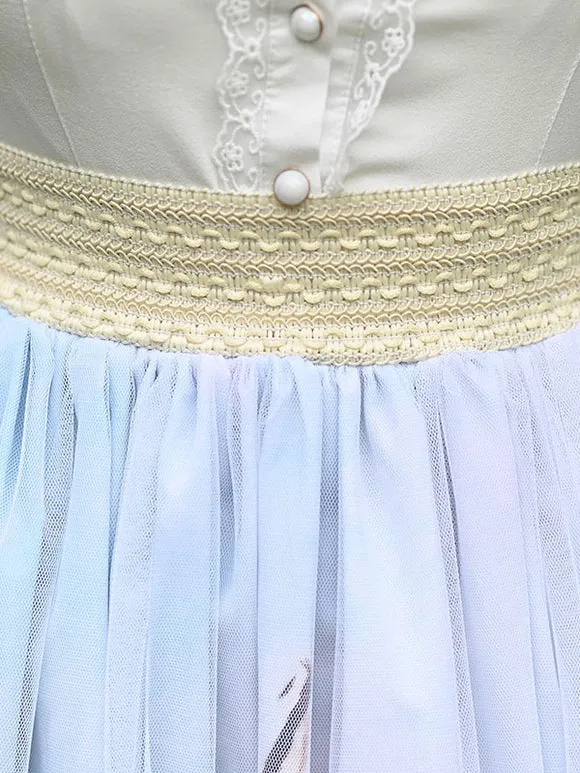 Sweet Lolita Overskirt Lace Light Sky Blue Tea Party Daily Casual Lolita Skirts