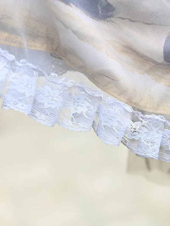 Sweet Lolita Overskirt Lace Light Sky Blue Tea Party Daily Casual Lolita Skirts