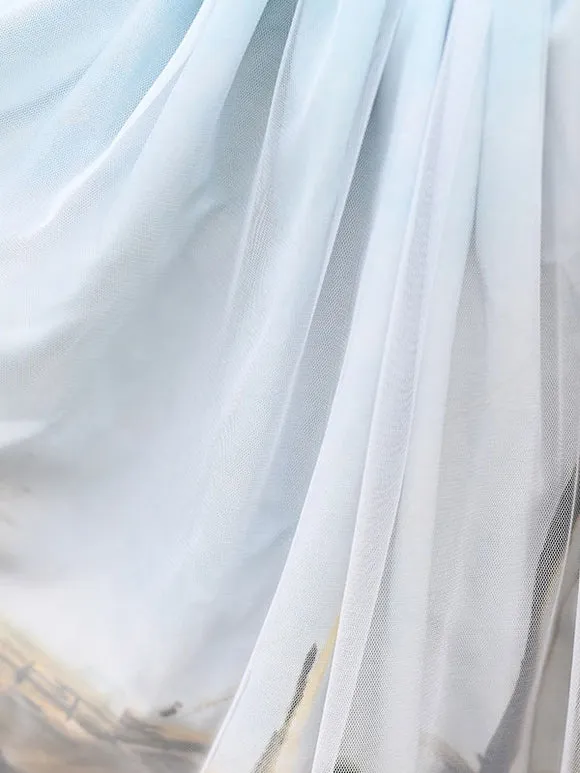 Sweet Lolita Overskirt Lace Light Sky Blue Tea Party Daily Casual Lolita Skirts