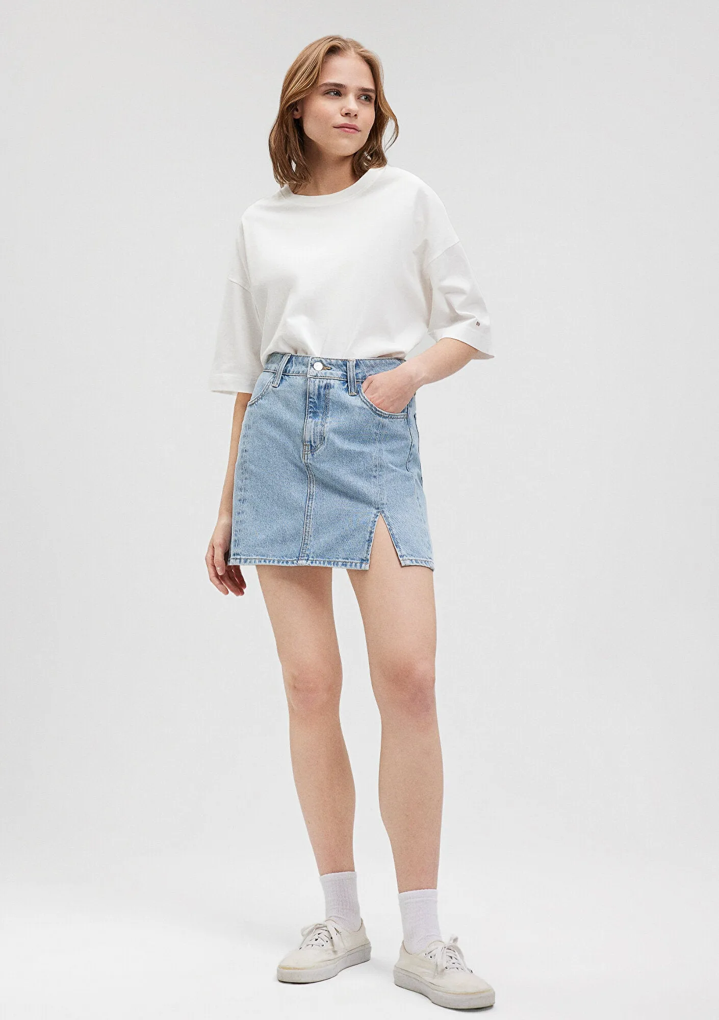 Talia Light Denim Jean Skirt