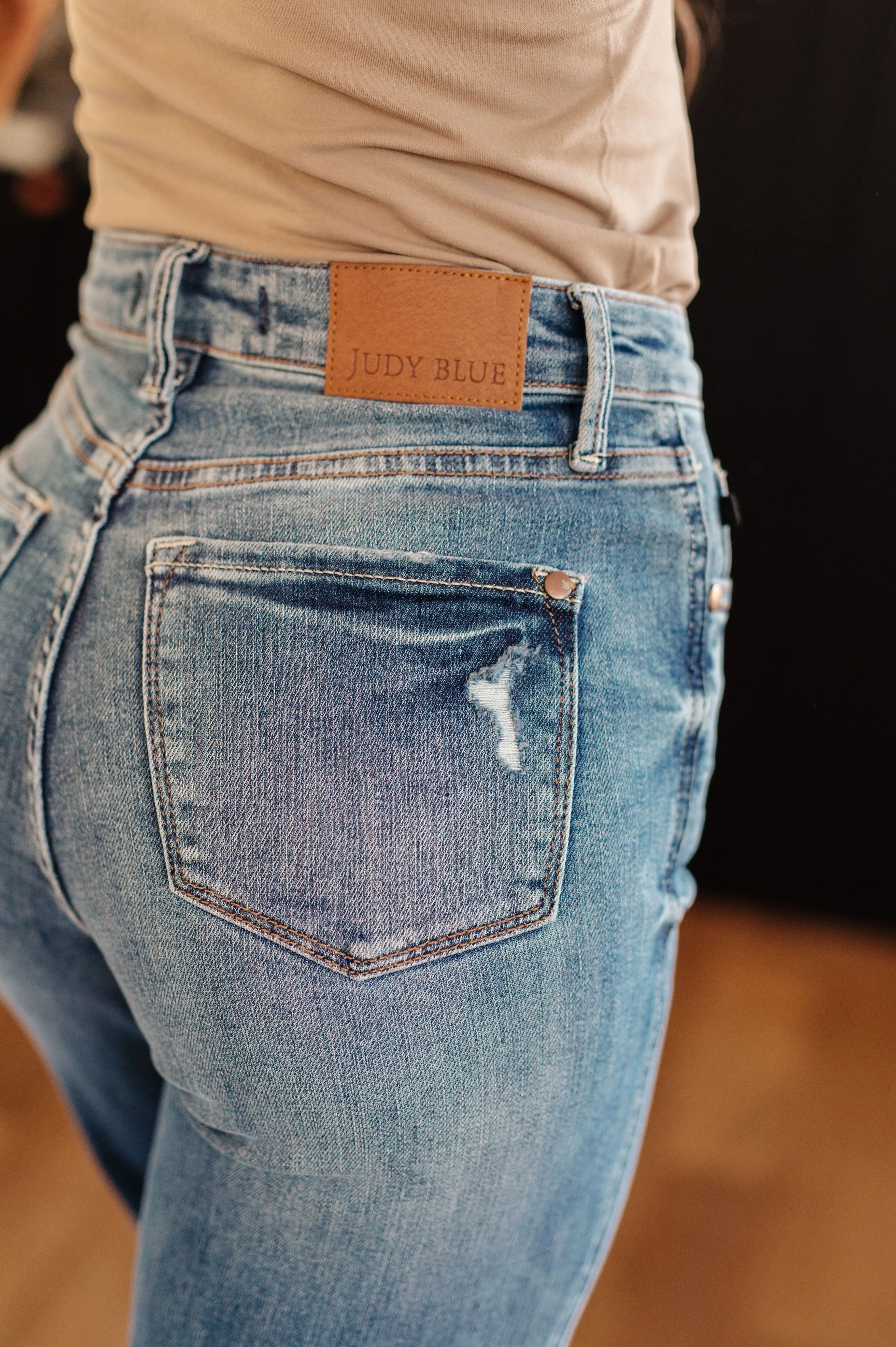 The Simmons- Tummy Control Distressed Judy Blue Straight Leg Jeans