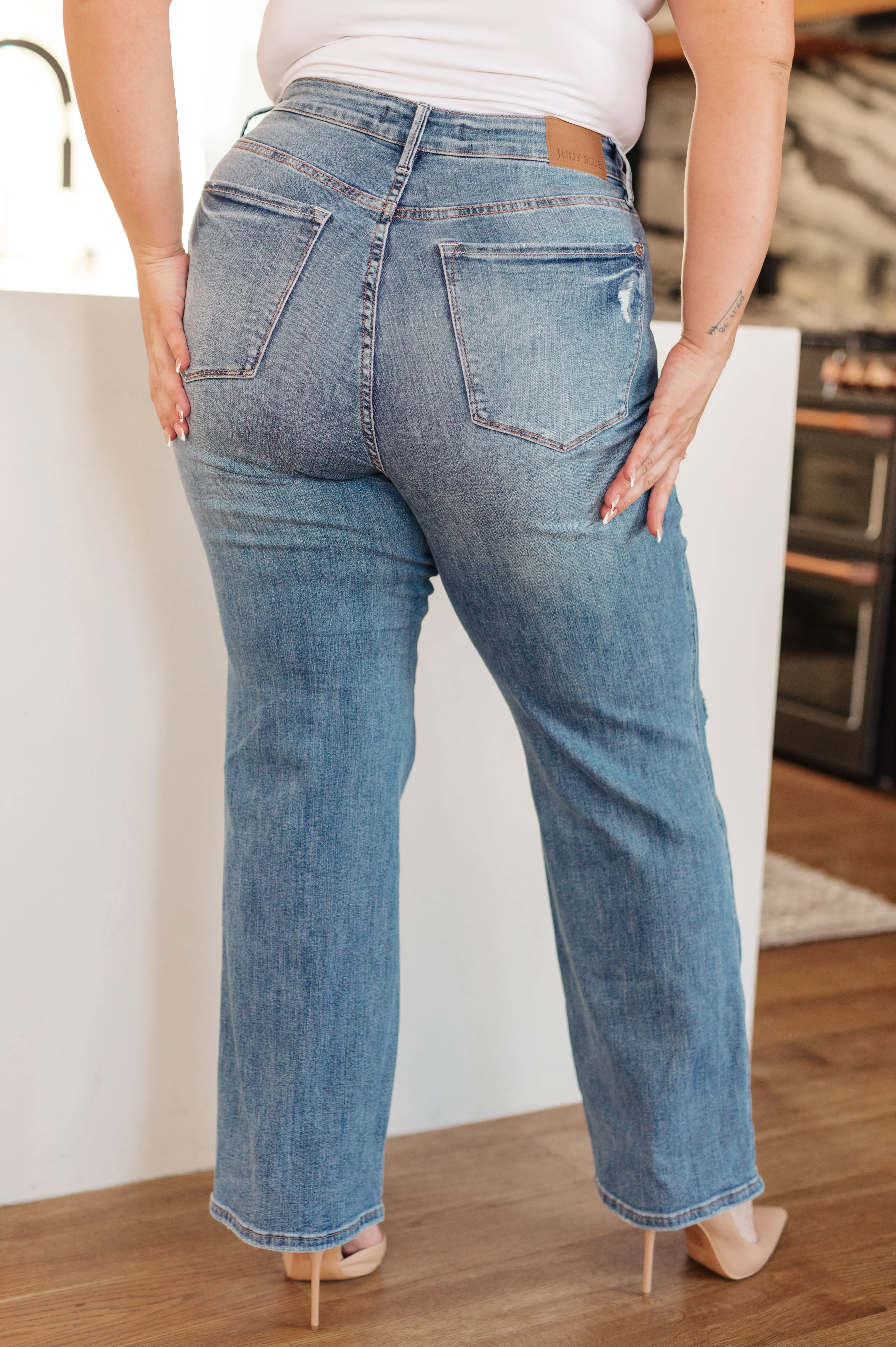 The Simmons- Tummy Control Distressed Judy Blue Straight Leg Jeans