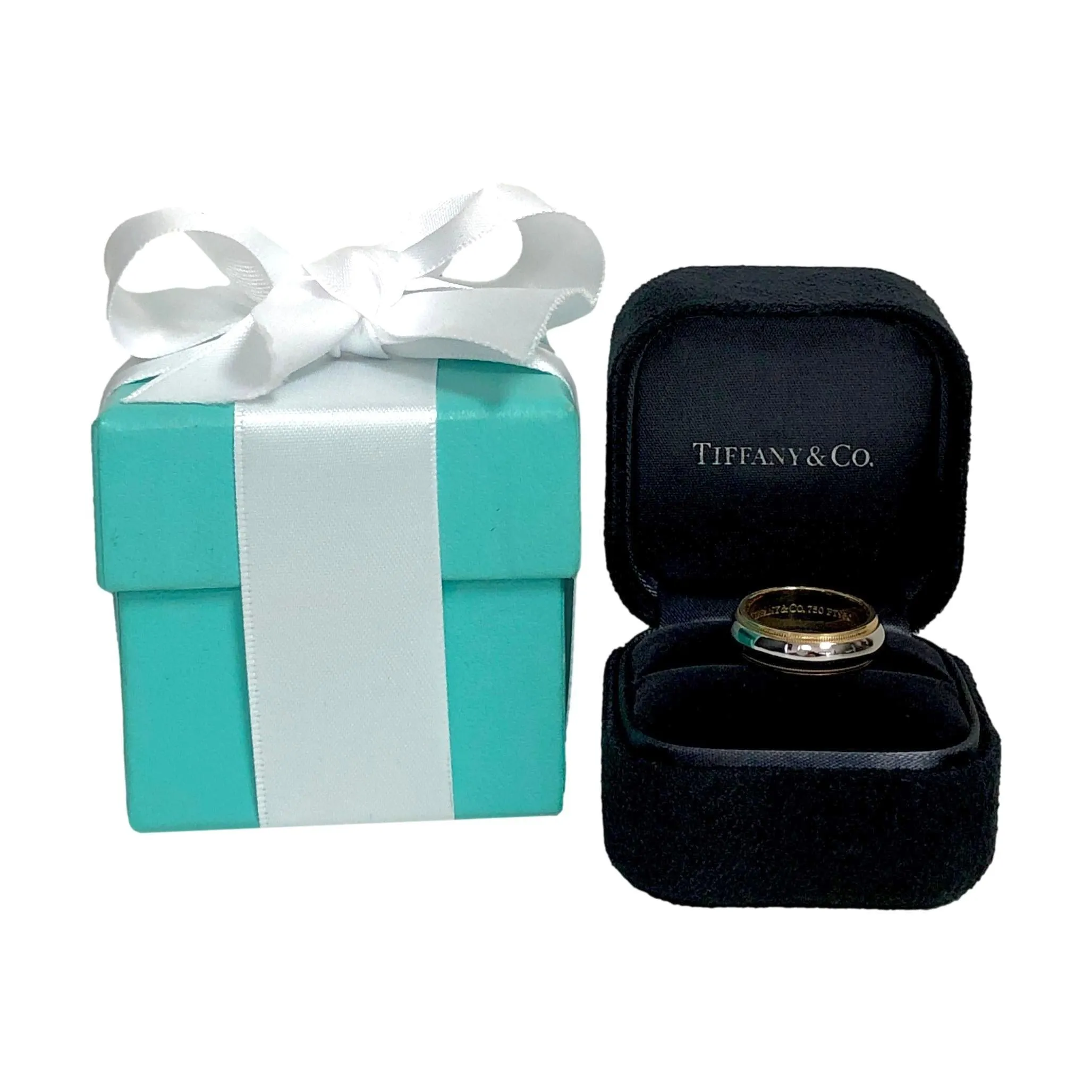 Tiffany & Co. Together Milgrain Band Ring Platinum & 18K Gold, Size 8