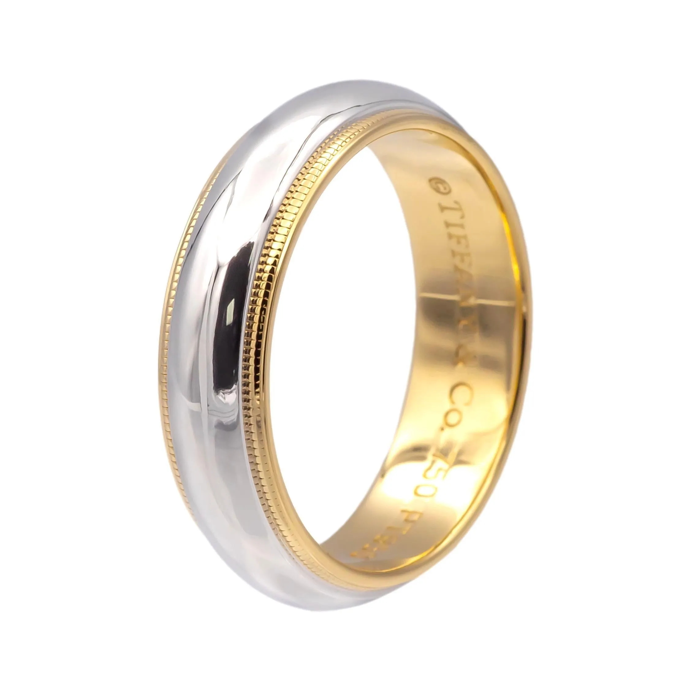 Tiffany & Co. Together Milgrain Band Ring Platinum & 18K Gold, Size 8