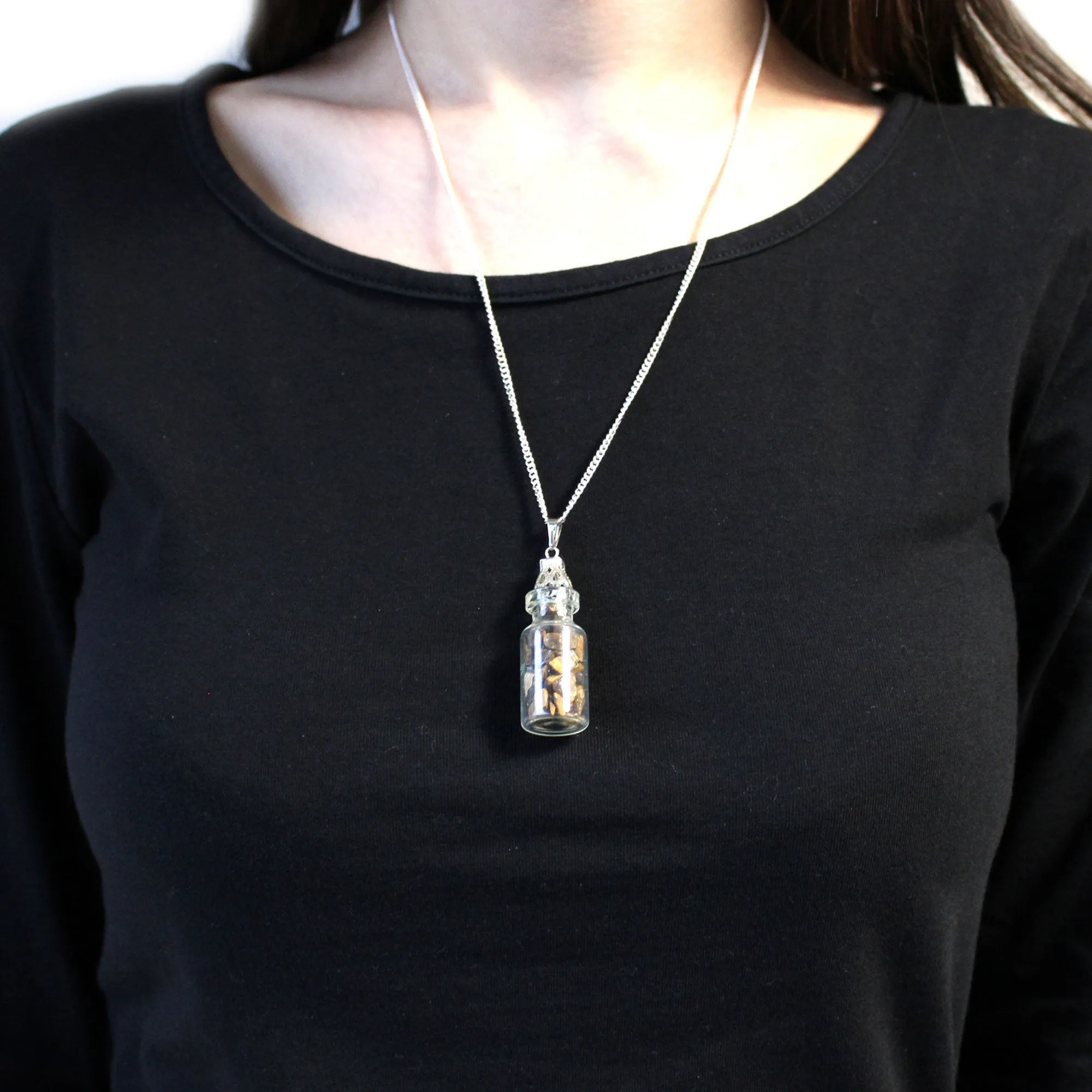 Tiger Eye  Bottle Necklace - Gemstones Crystals