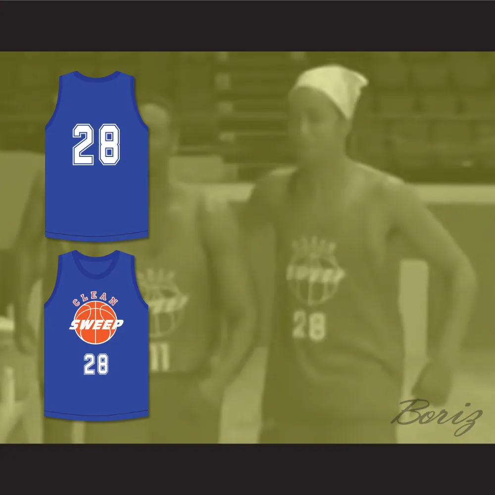 T.J. 28 Clean Sweep Blue Basketball Jersey Slam Dunk Ernest