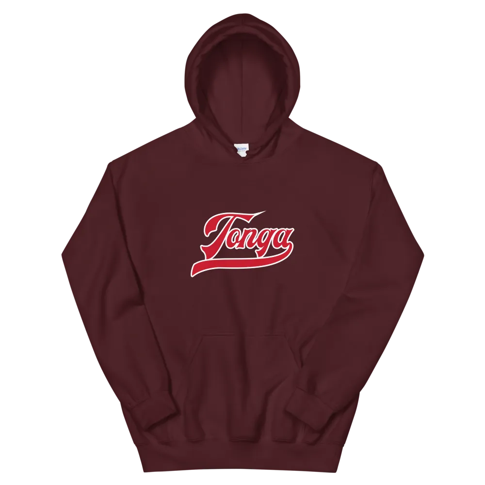 Tonga Script ~ Red with White Border *ADULT HOODIE*