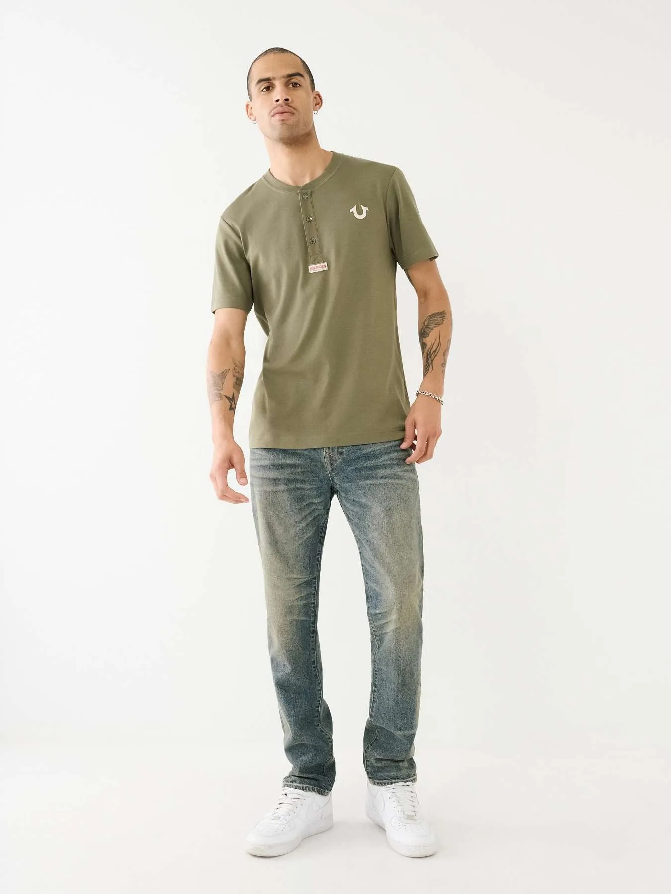 True Religion SN Rocco Slim Fit Blue Mid-Rise Solid Jeans