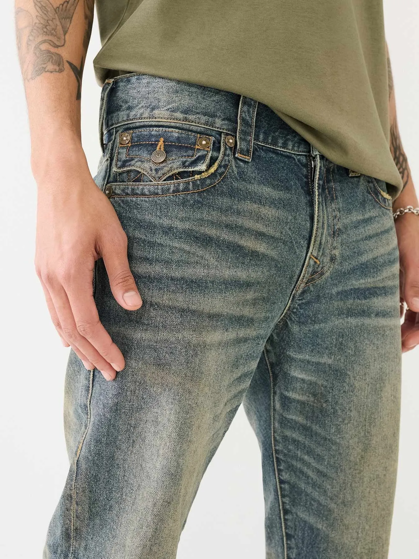 True Religion SN Rocco Slim Fit Blue Mid-Rise Solid Jeans