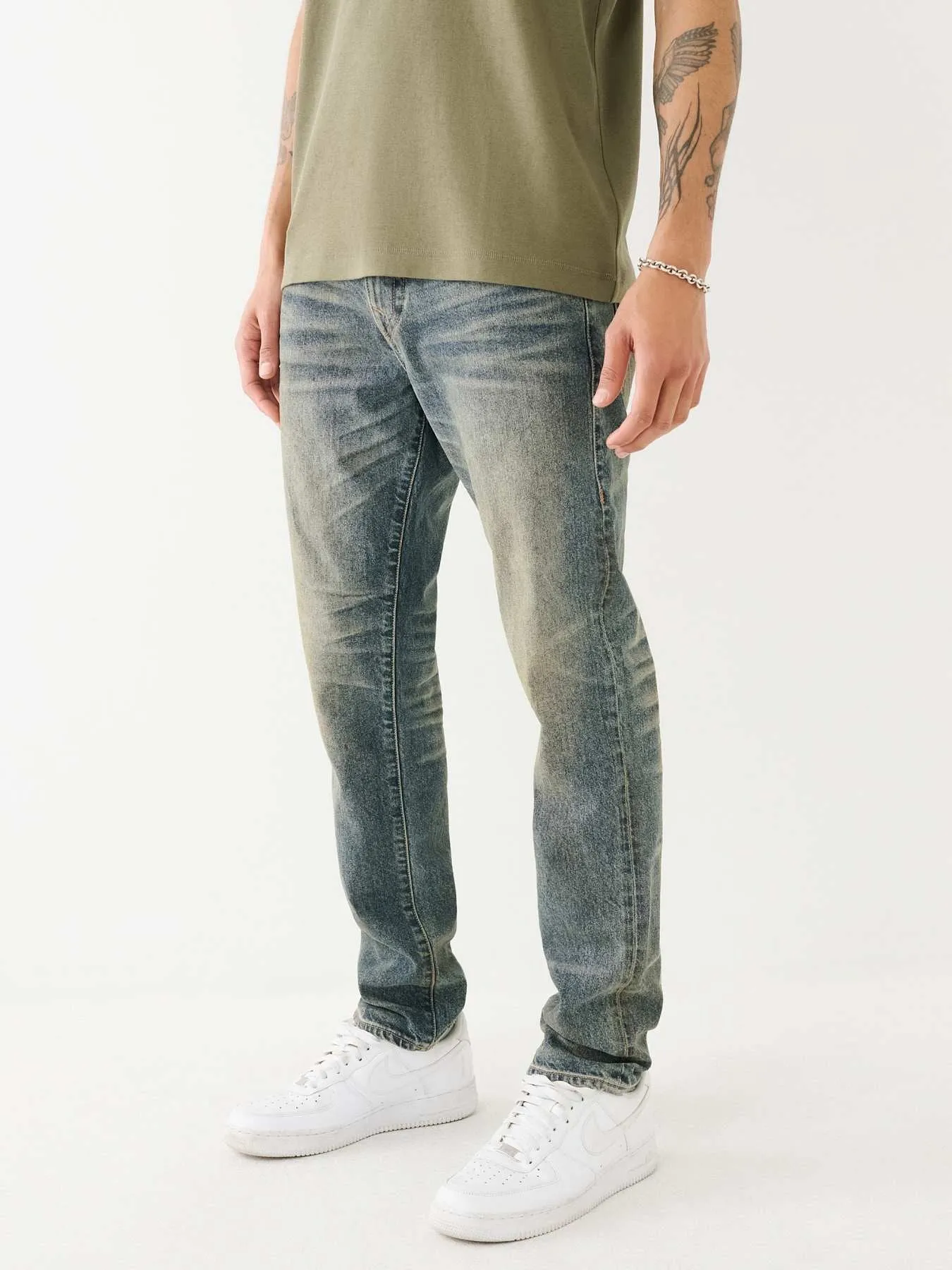 True Religion SN Rocco Slim Fit Blue Mid-Rise Solid Jeans