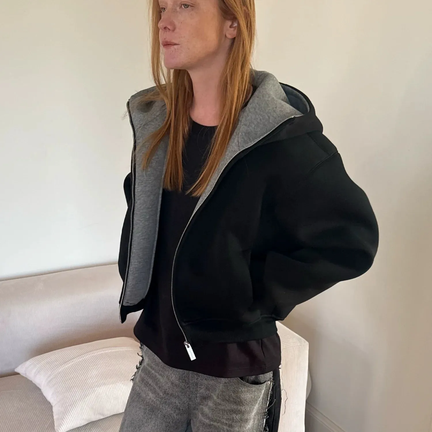 Two-Tone Hooded Jacket