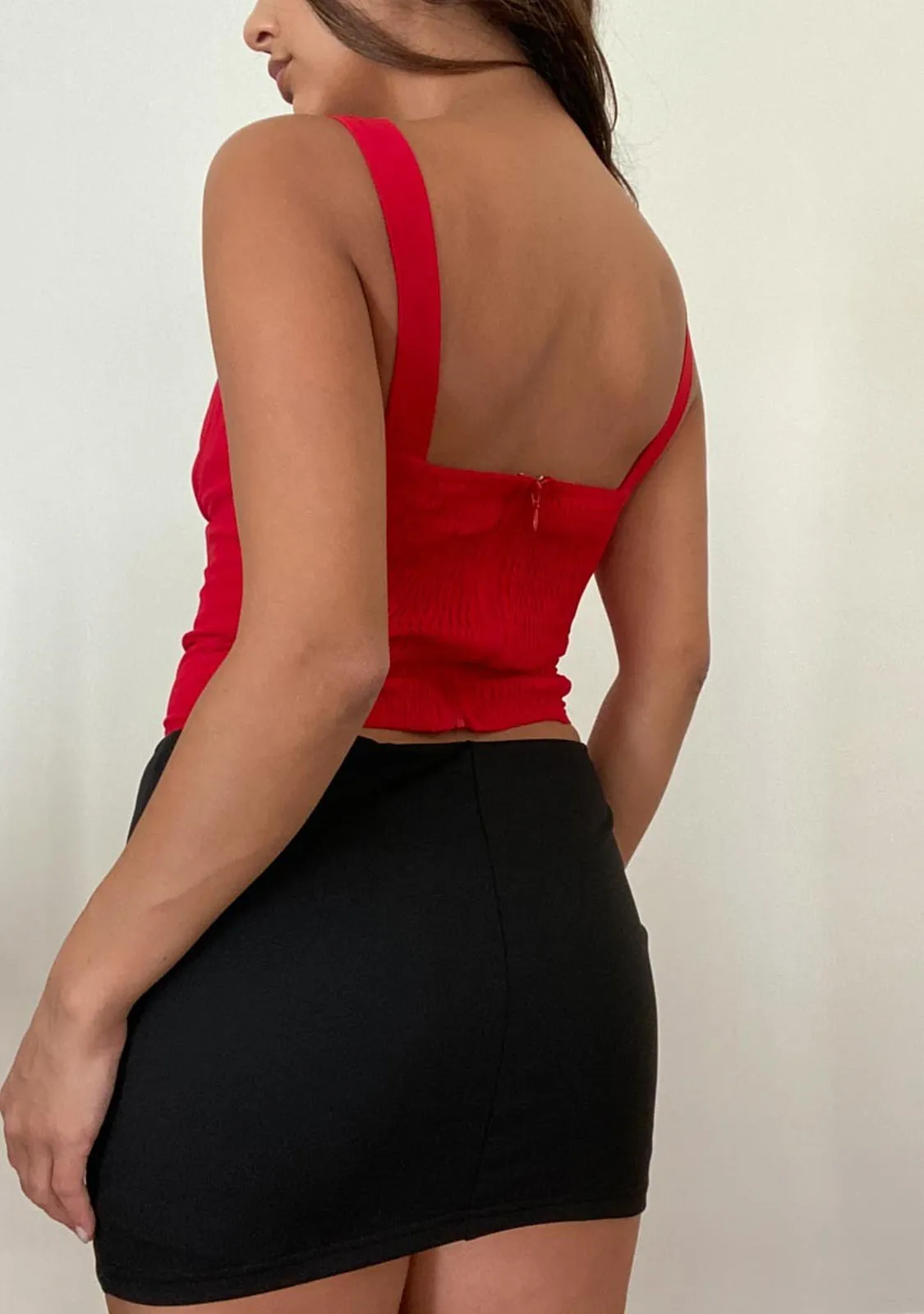 V-Neck Corset Smocked Back Top