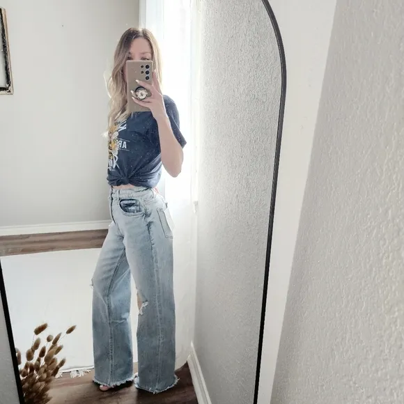 Vervet By Flying Monkey HR 90s Vintage Light Wash Wide Leg Jeans Dad Various NEW