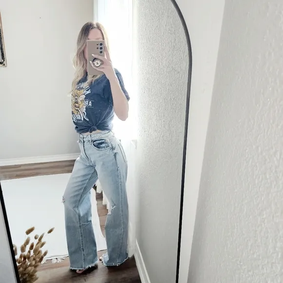 Vervet By Flying Monkey HR 90s Vintage Light Wash Wide Leg Jeans Dad Various NEW