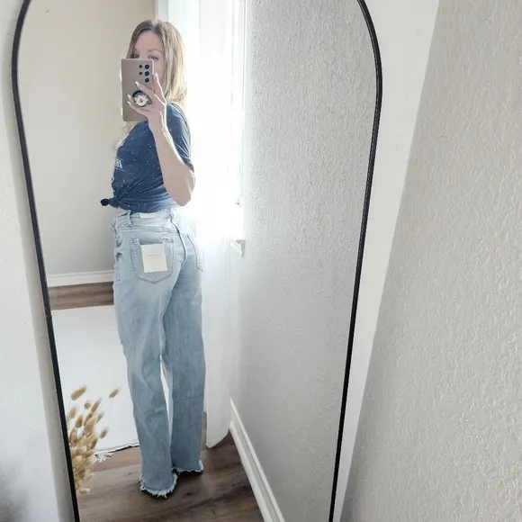 Vervet By Flying Monkey HR 90s Vintage Light Wash Wide Leg Jeans Dad Various NEW