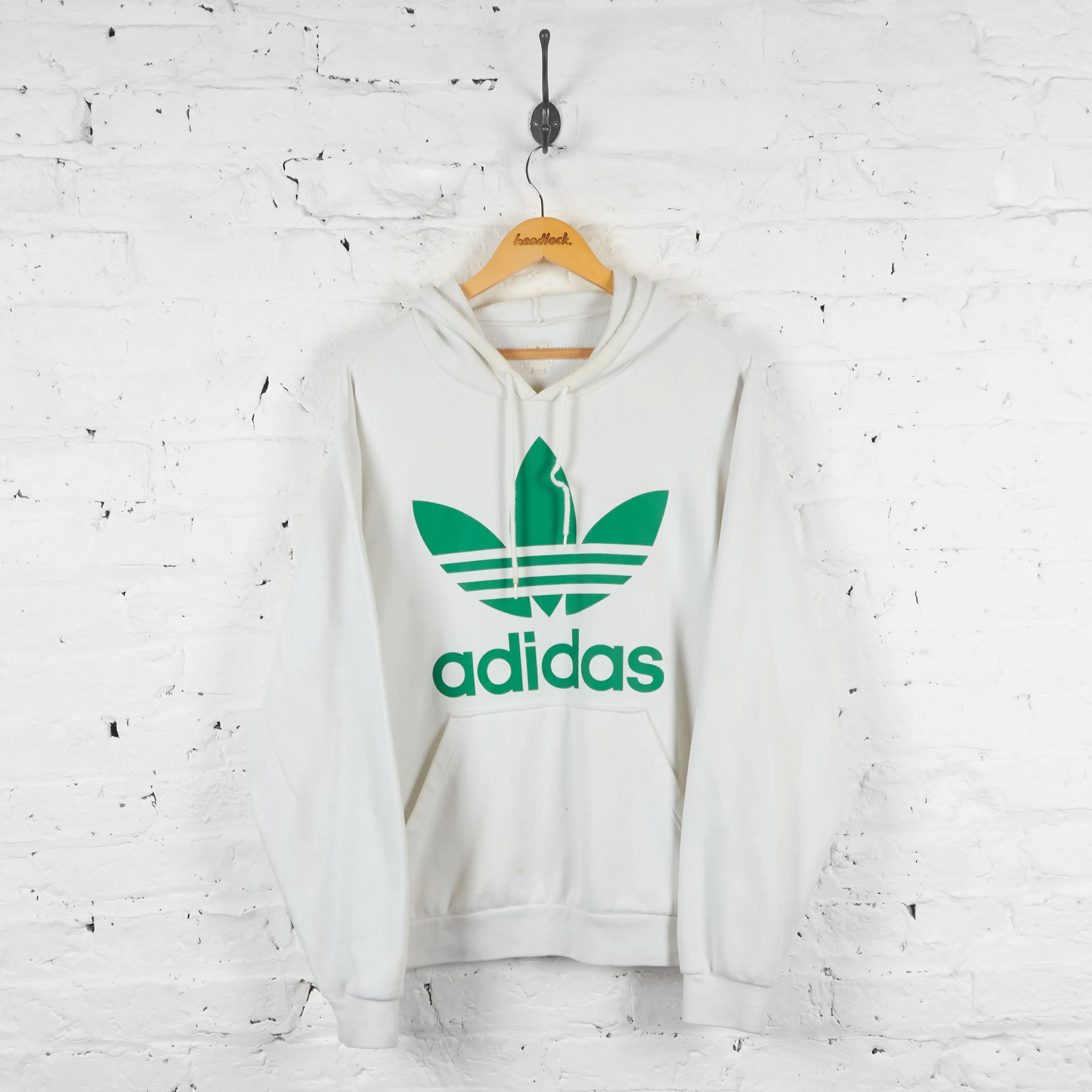 Vintage Adidas Hoodie - White/Green - L