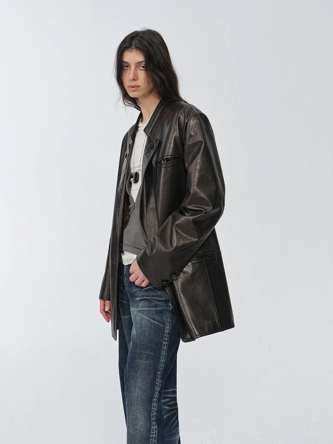 Vintage Oil Waxed Goat Leather Jacket