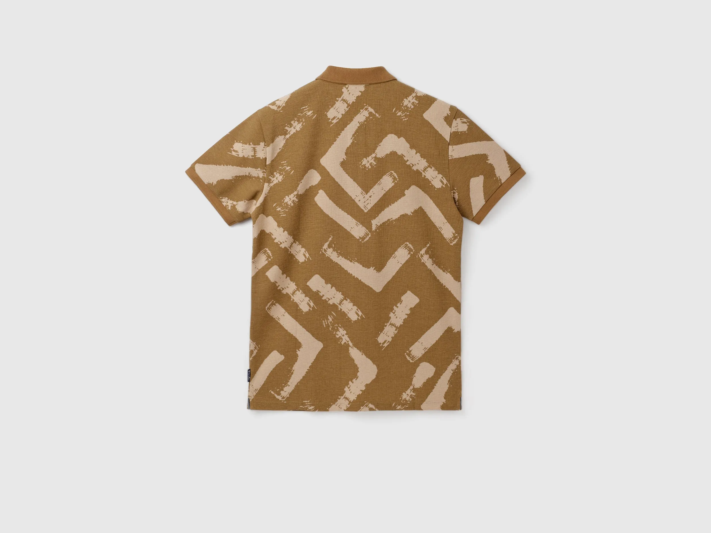 Waffle Detail Polo Collar T-Shirt