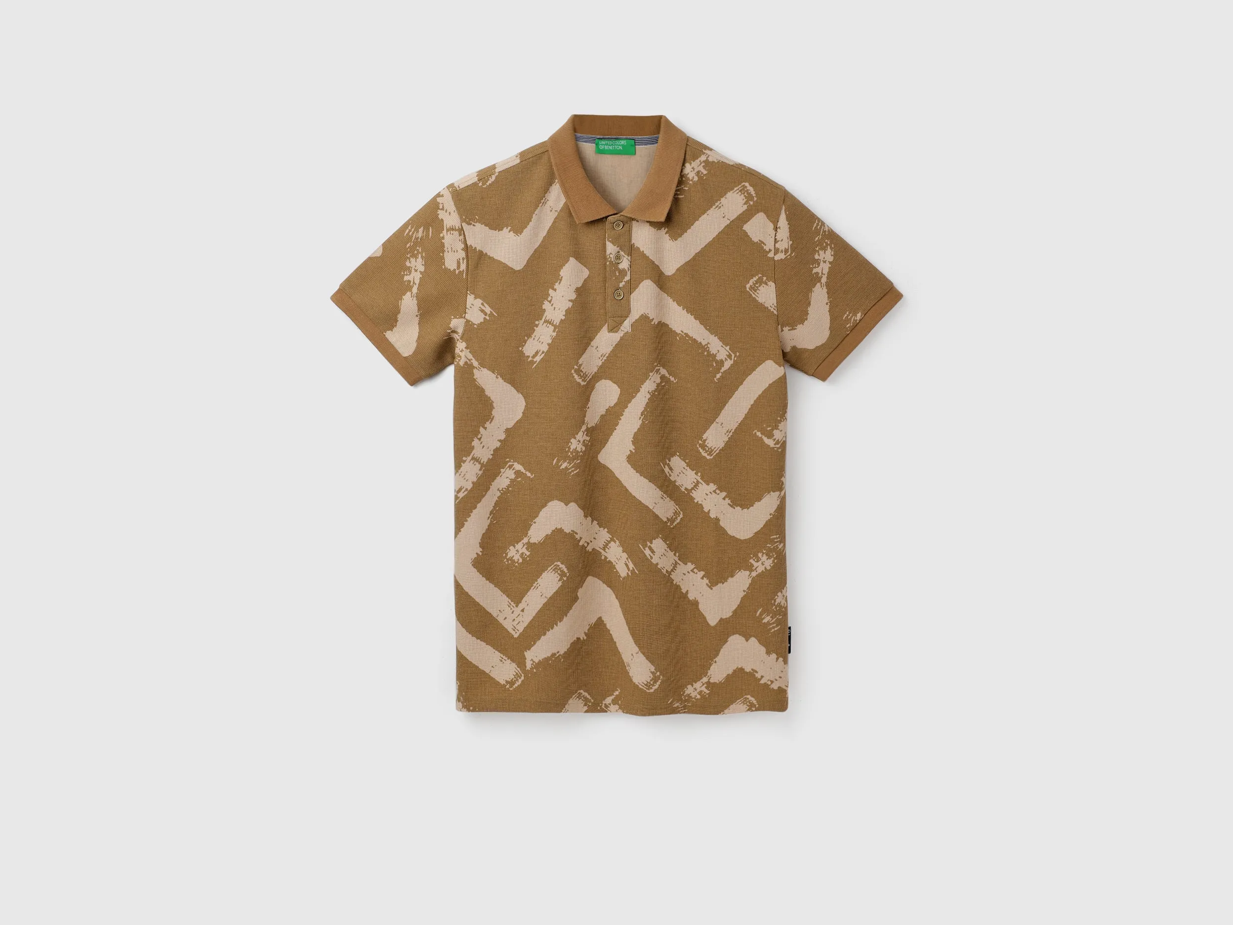 Waffle Detail Polo Collar T-Shirt