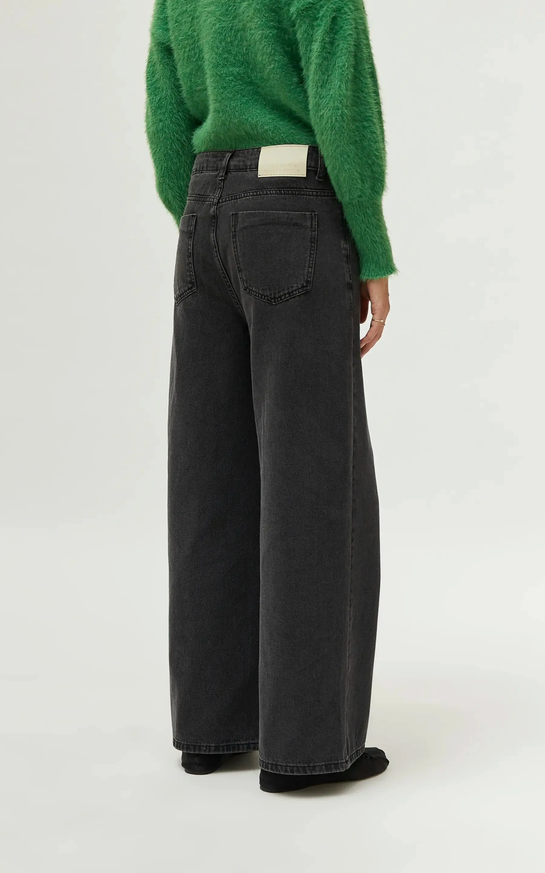 Washed Black Wide Leg Jeans
