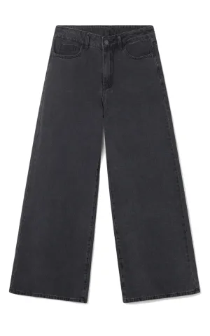 Washed Black Wide Leg Jeans