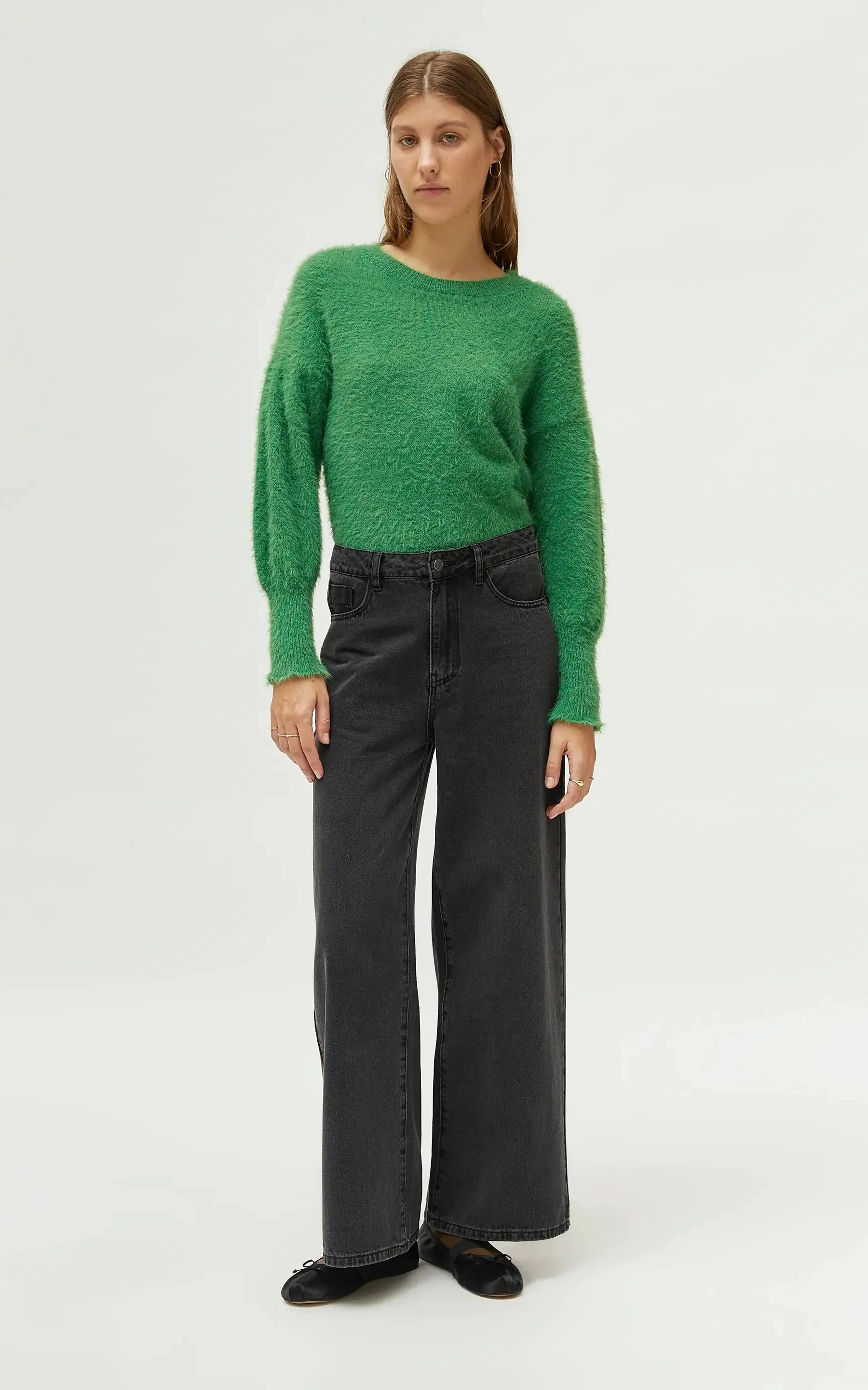 Washed Black Wide Leg Jeans