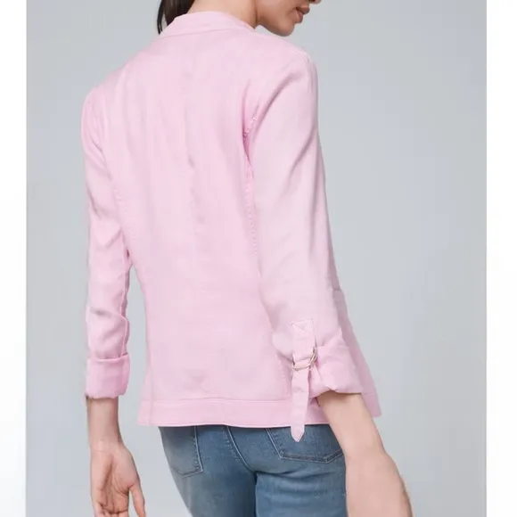 WHBM | Pink Drape-Front Roll-Sleeve Jacket Size Small