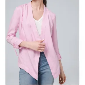 WHBM | Pink Drape-Front Roll-Sleeve Jacket Size Small