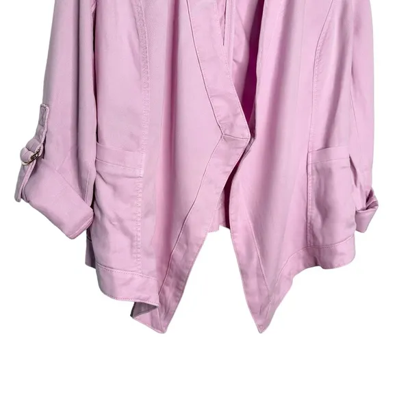 WHBM | Pink Drape-Front Roll-Sleeve Jacket Size Small