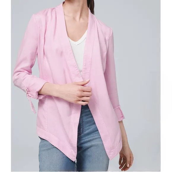 WHBM | Pink Drape-Front Roll-Sleeve Jacket Size Small
