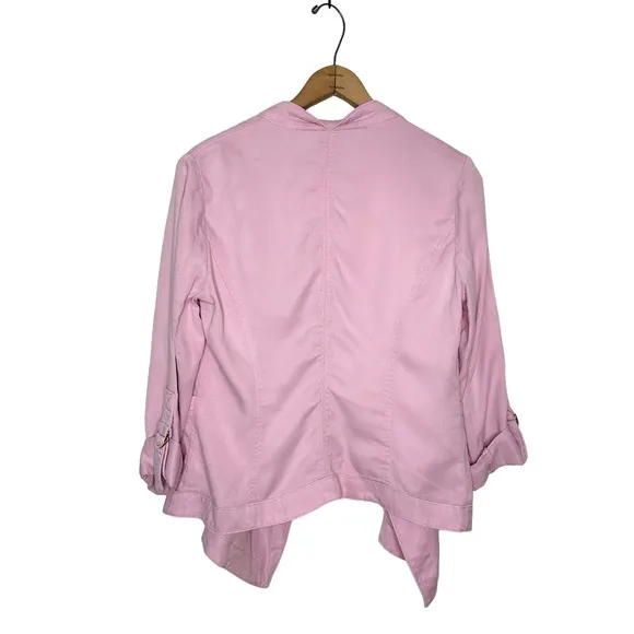 WHBM | Pink Drape-Front Roll-Sleeve Jacket Size Small