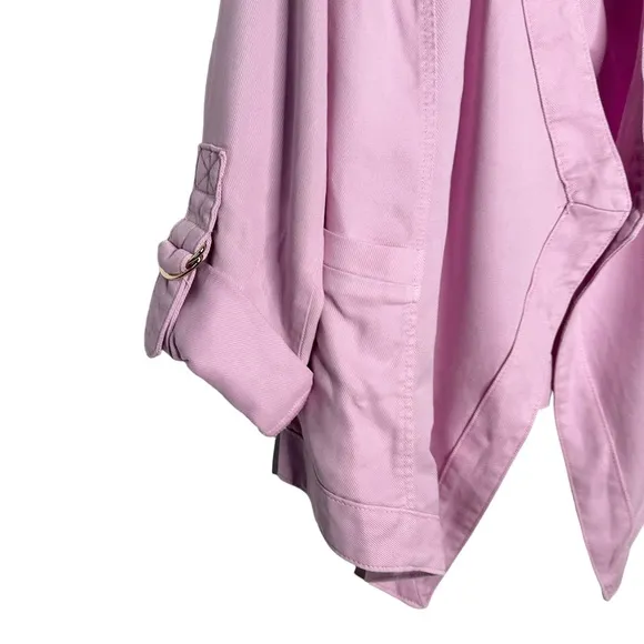 WHBM | Pink Drape-Front Roll-Sleeve Jacket Size Small
