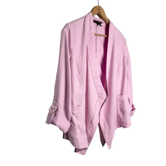 WHBM | Pink Drape-Front Roll-Sleeve Jacket Size Small