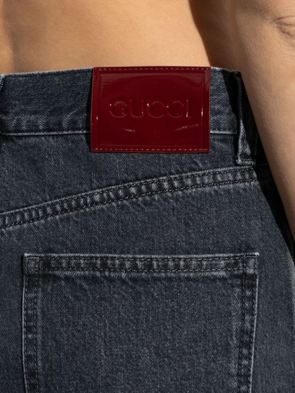 Wide leg denim cotton jeans