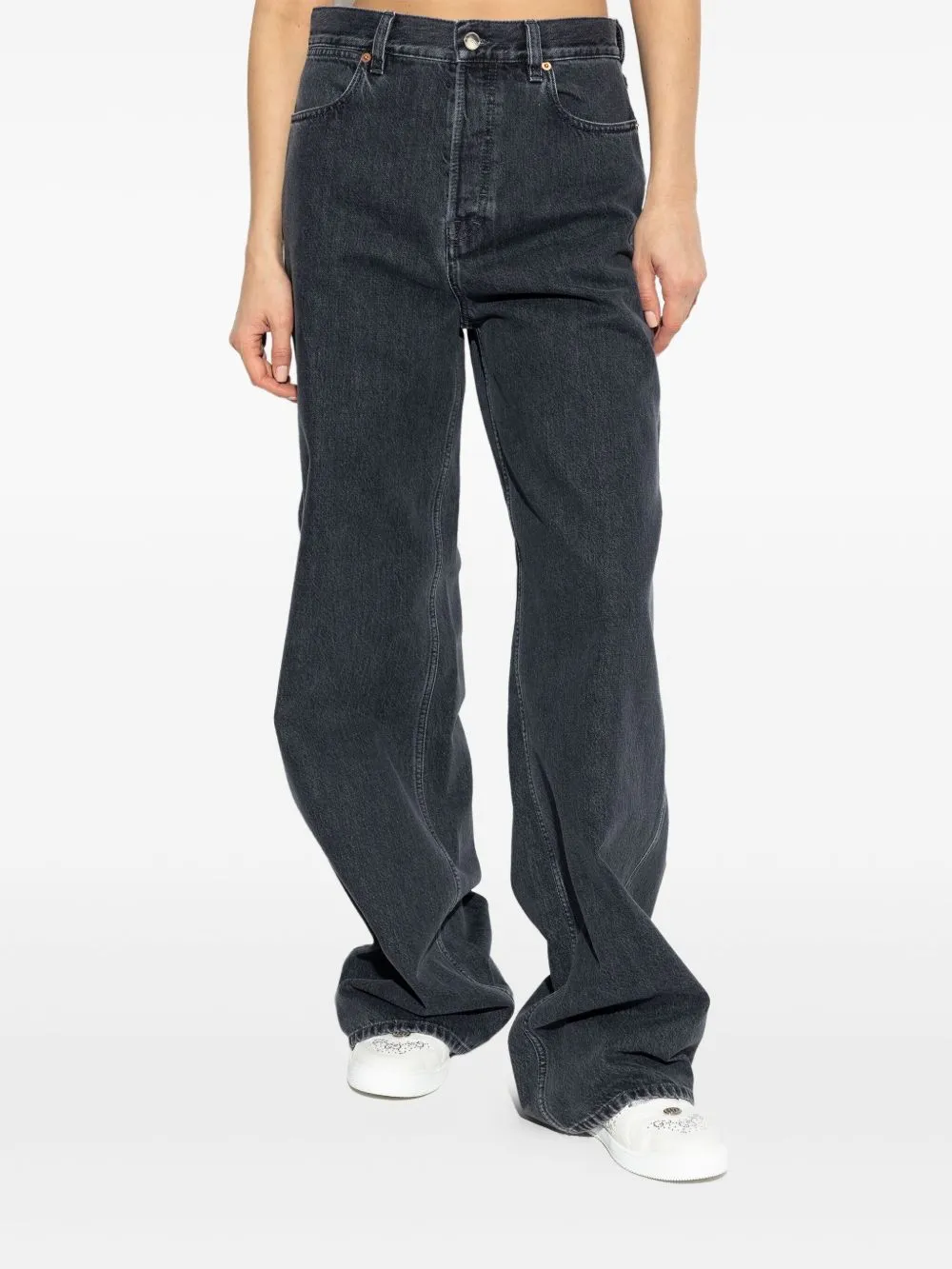 Wide leg denim cotton jeans