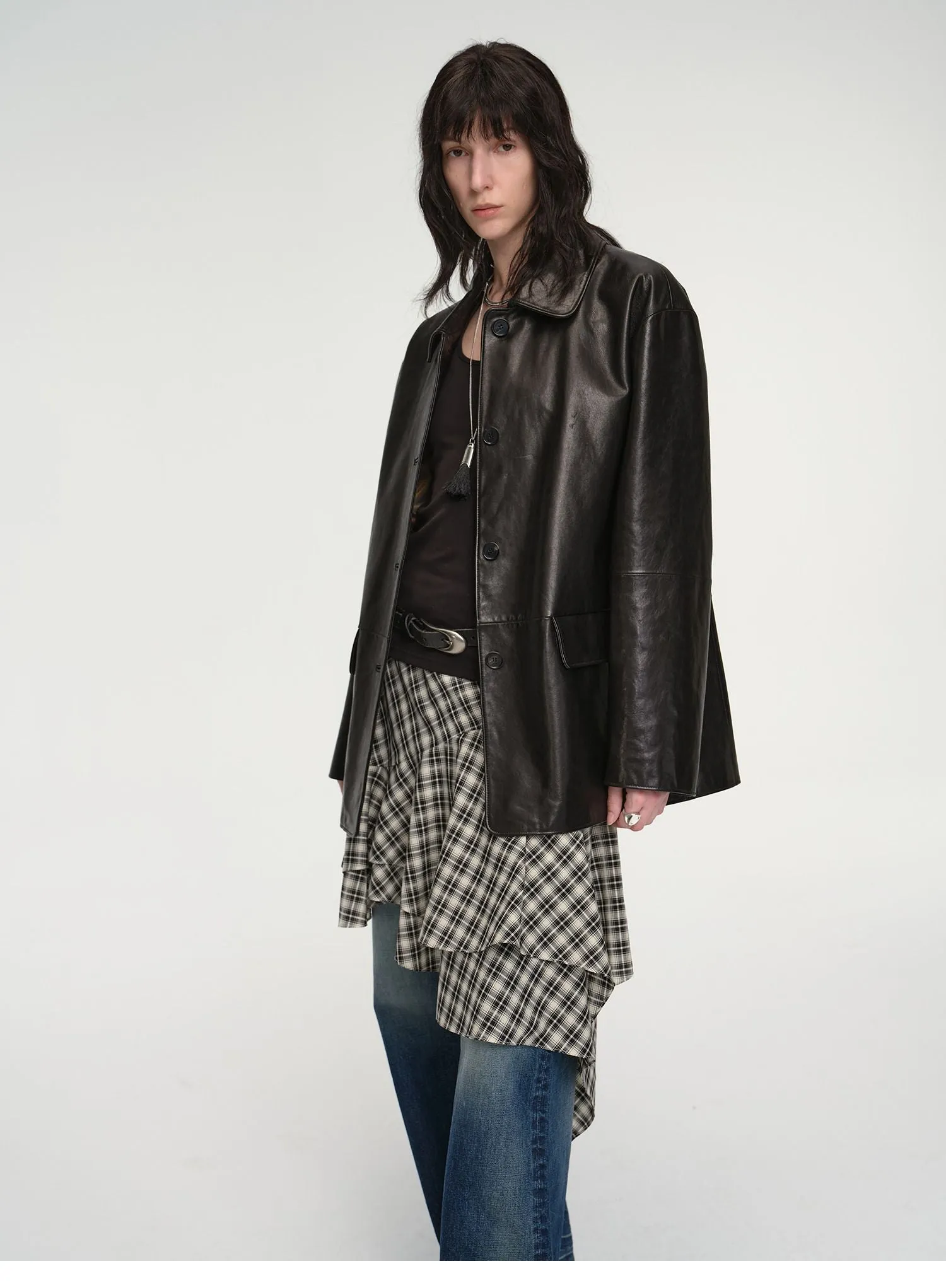 Wide West Leather Trench Coat